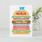 BaByQ BBQ Baby shower Boy Couple's Shower Invite Kaart (Staand voorkant)