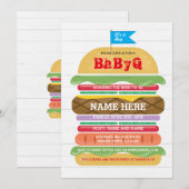 BaByQ BBQ Baby shower Boy Couple's Shower Invite Kaart (Voorkant / Achterkant)
