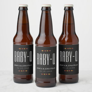 BabyQ BBQ Baby shower Couples Bier Etiket