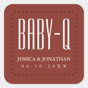 BabyQ BBQ Baby shower Couples  Vierkante Sticker