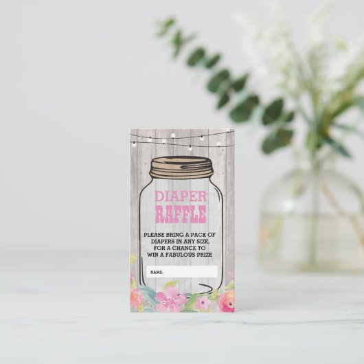 BaByQ BBQ Baby shower Jar Pink Diaper Raffle Informatiekaartje (Staand voorkant)