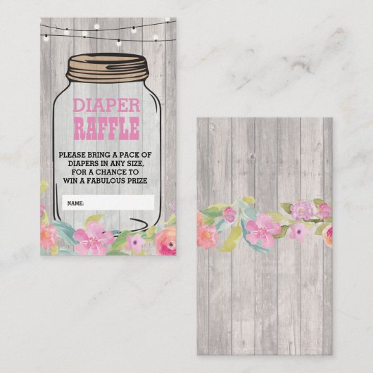 BaByQ BBQ Baby shower Jar Pink Diaper Raffle Informatiekaartje (Voorkant / Achterkant)