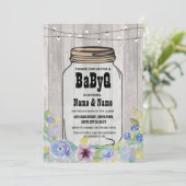 BaByQ BBQ Baby shower Jar StringLights Uitnodiging (Staand voorkant)