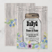 BaByQ BBQ Baby shower Jar StringLights Uitnodiging (Voorkant / Achterkant)