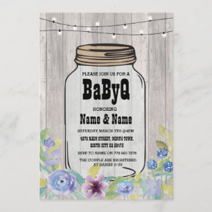 BaByQ BBQ Baby shower Jar StringLights Uitnodiging