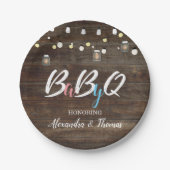 BabyQ BBQ Baby shower Papieren Borden Hout Papieren Bordje (Voorkant)