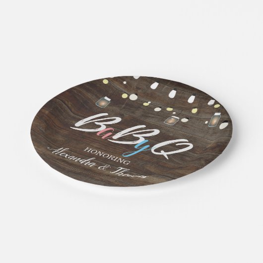 BabyQ BBQ Baby shower Papieren Borden Hout Papieren Bordje (Gekanteld)