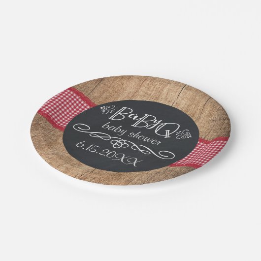 BabyQ BBQ Baby shower Party Borden Papieren Bordje (Gekanteld)