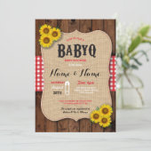 BaByQ BBQ Baby shower Rode Zonnebloem Uitnodigen Kaart (Staand voorkant)