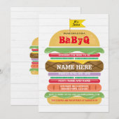 BaByQ BBQ Baby shower Twins Paar Douche Uitnodigen Kaart (Voorkant / Achterkant)
