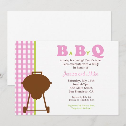 BaByQ BBQ Baby shower Uitnodiging (Voorkant / Achterkant)
