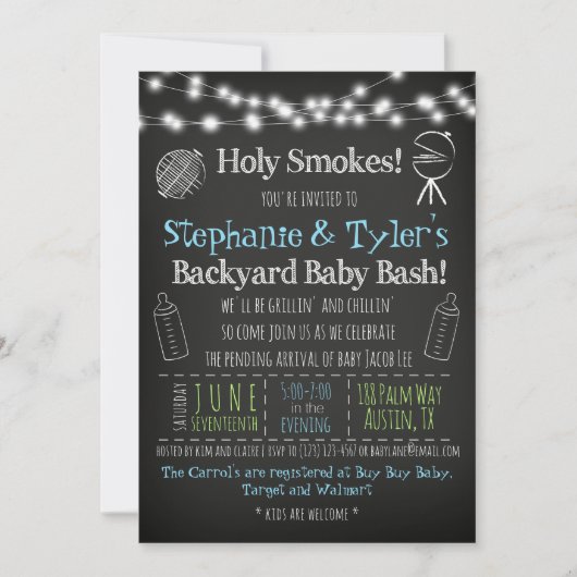 BaByQ BBQ Baby shower Uitnodiging en Boek Kaart (Voorkant)