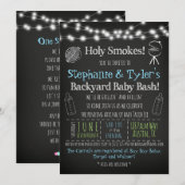 BaByQ BBQ Baby shower Uitnodiging en Boek Kaart (Voorkant / Achterkant)