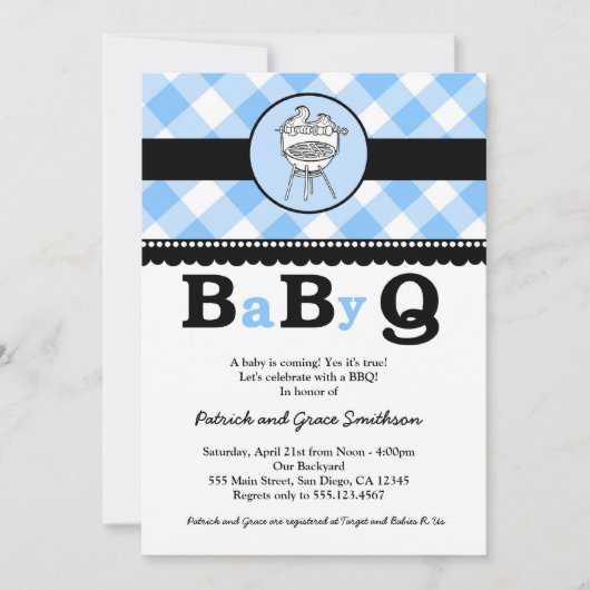 BaByQ BBQ Baby Shower-uitnodigingen Kaart (Voorkant)