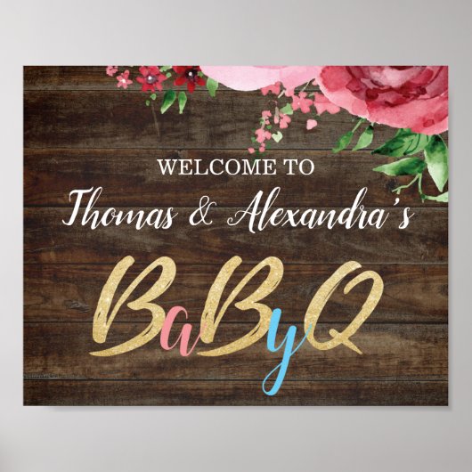BabyQ BBQ Baby shower Welkomstgebaren Poster (Voorkant)