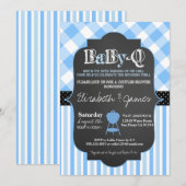 BabyQ BBQ Couples Baby Boy Shower-uitnodiging Kaart (Voorkant / Achterkant)