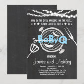 BabyQ BBQ Couples Shower Coed Baby shower Blue Kaart (Voorkant / Achterkant)