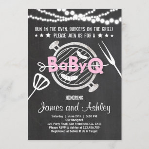 BabyQ BBQ Couples Shower Coed Baby shower Pink Kaart