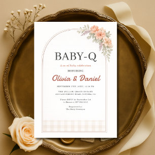 BabyQ BBQ Gingham Baby Shower Kaart