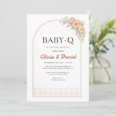 BabyQ BBQ Gingham Baby Shower Kaart (Staand voorkant)