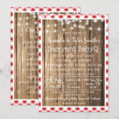 BabyQ BBQ Hout Rustiek Rood Gingham Baby shower Kaart (Voorkant / Achterkant)