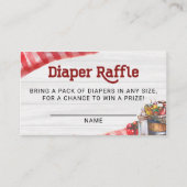 BabyQ BBQ Luier Raffle Ticket Rustiek Baby shower Informatiekaartje (Voorkant)