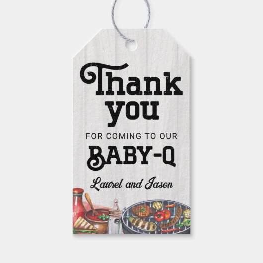 BabyQ BBQ Rustiek Baby shower Dank u Favor Cadeaulabel (Voorkant)