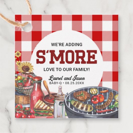 BabyQ BBQ Rustiek Baby shower S'more Bedankjes Labels (Voorkant)