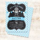 BABYQ Blue Gingham Chalkboard Boy Baby shower Kaart