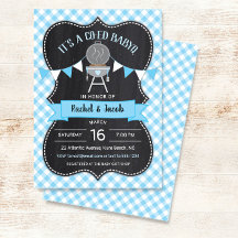 BABYQ Blue Gingham Chalkboard Boy Baby shower
