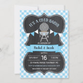 BABYQ Blue Gingham Chalkboard Boy Baby shower Kaart (Voorkant)
