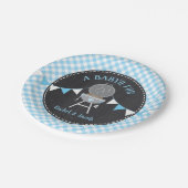 BABYQ Blue Gingham Chalkboard Boy Baby shower Papieren Bordje (Gekanteld)