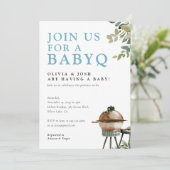 BabyQ Boy Baby shower BBQ Uitnodiging (Staand voorkant)