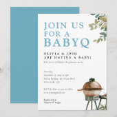 BabyQ Boy Baby shower BBQ Uitnodiging (Voorkant / Achterkant)
