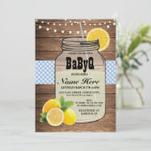 BaByQ Gender onthullen Baby shower Blue Check Invi Kaart (Staand voorkant)