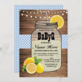 BaByQ Gender onthullen Baby shower Blue Check Invi Kaart (Voorkant / Achterkant)