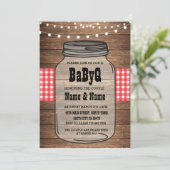 BaByQ Gender onthullen Baby shower Rode Check Invi Kaart (Staand voorkant)