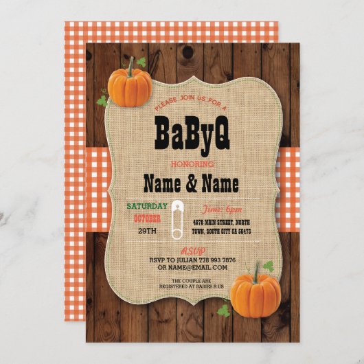 BaByQ Gender onthullen Baby shower Rode Check Invi Kaart (Voorkant / Achterkant)