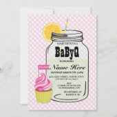 BaByQ Gender Reveal Baby shower Roze Check Uitnodi Kaart (Voorkant)