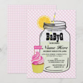 BaByQ Gender Reveal Baby shower Roze Check Uitnodi Kaart (Voorkant / Achterkant)
