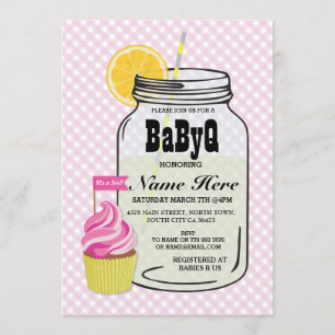 BaByQ Gender Reveal Baby shower Roze Check Uitnodi Kaart