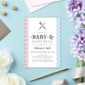 BabyQ Geslacht Reveal Gingham BBQ Acryl Uitnodigingen (Insitu (Huwelijk))