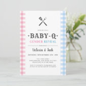 BabyQ Geslacht Reveal Gingham BBQ Kaart (Staand voorkant)