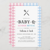 BabyQ Geslacht Reveal Gingham BBQ Kaart (Voorkant / Achterkant)