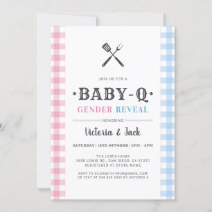 BabyQ Geslacht Reveal Gingham BBQ Kaart
