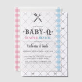 BabyQ Geslacht Reveal Gingham BBQ Vellum Uitnodigingen (Offset (Uitnodiging))