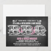 Babyq (meisje) Baby shower Barbeque Invitaties Kaart (Voorkant / Achterkant)