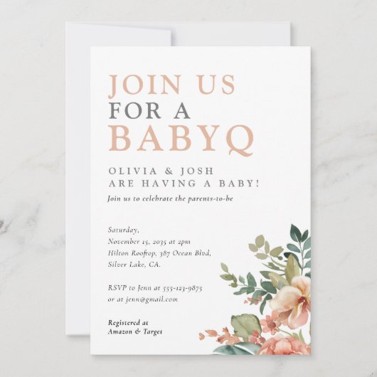 BabyQ Meisje Baby shower BBQ Kaart (Voorkant)