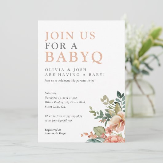 BabyQ Meisje Baby shower BBQ Kaart (Staand voorkant)