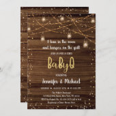 BabyQ Rustic String Lights BBQ Baby shower Kaart (Voorkant / Achterkant)